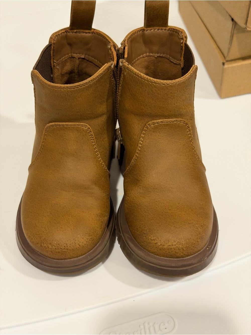Boys Brown Leather Ankle Boots Size toddler 6